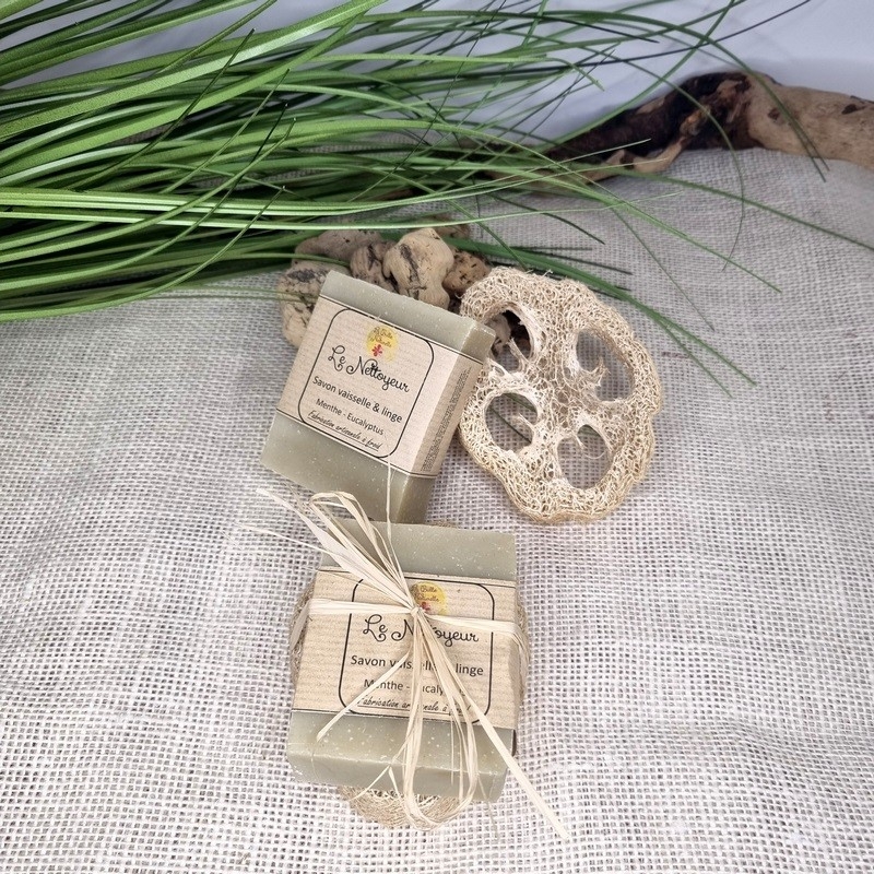 Savon vaisselle et son porte savon luffa - La Bulle Naturelle